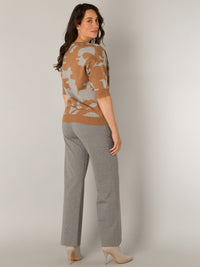 Nienke sweater, dark camel / grey