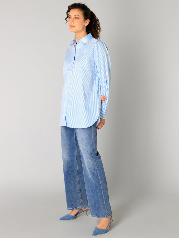 Rae shirt, light blue/off white