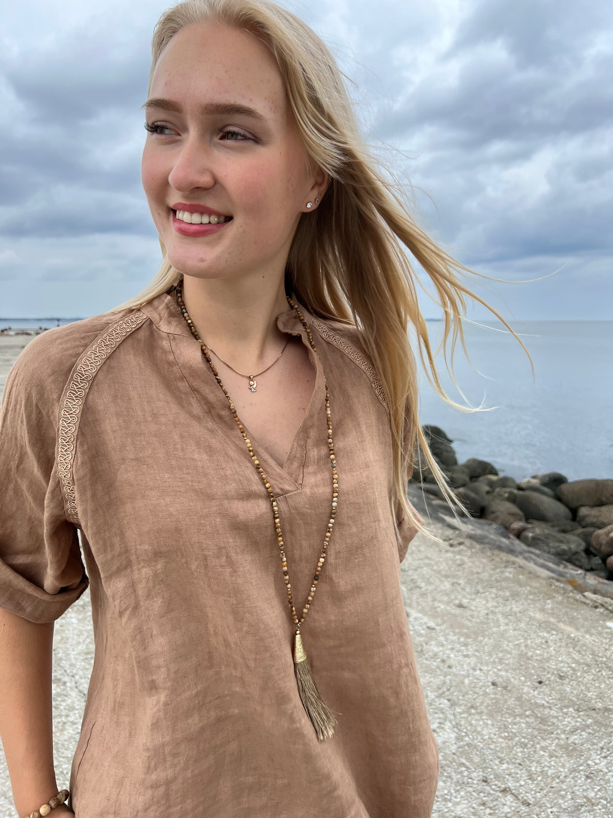 Palma -pellavapaita, camel