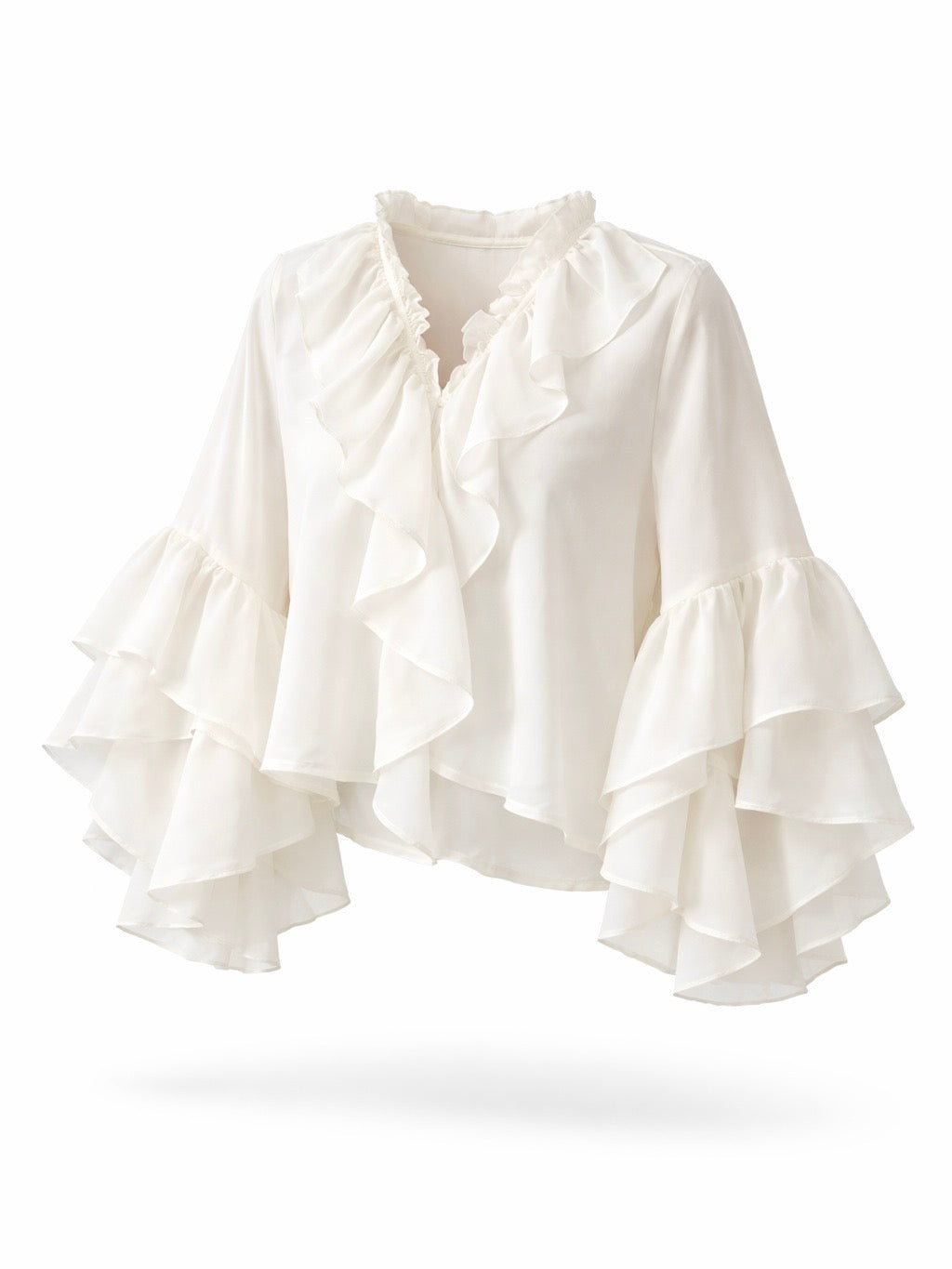 Gemma -röyhelöpaita, luonnonvalkoinen