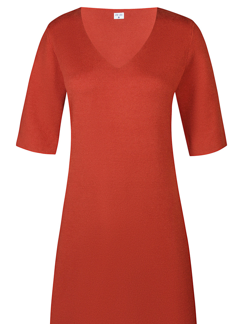 Romin knitted dress, burnt brick red