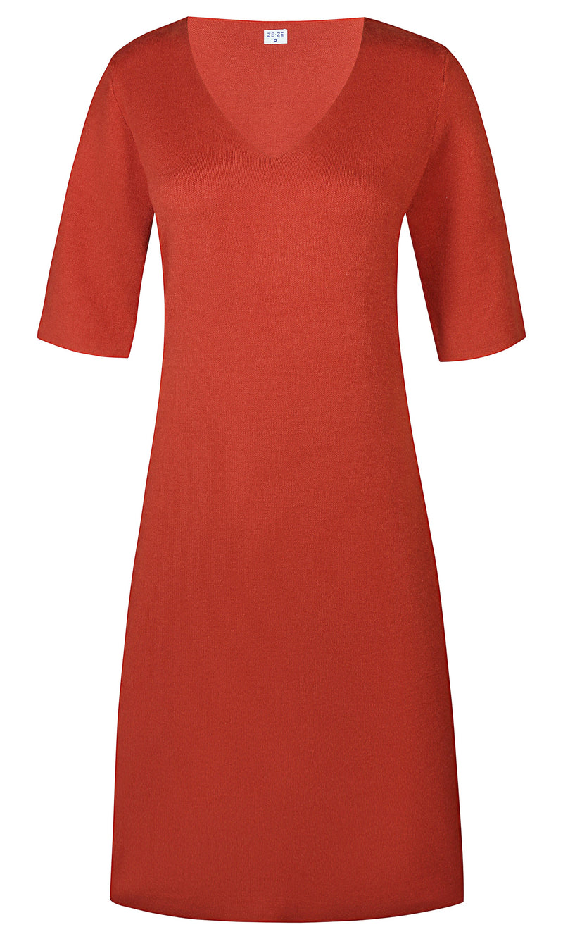 Romin knitted dress, burnt brick red