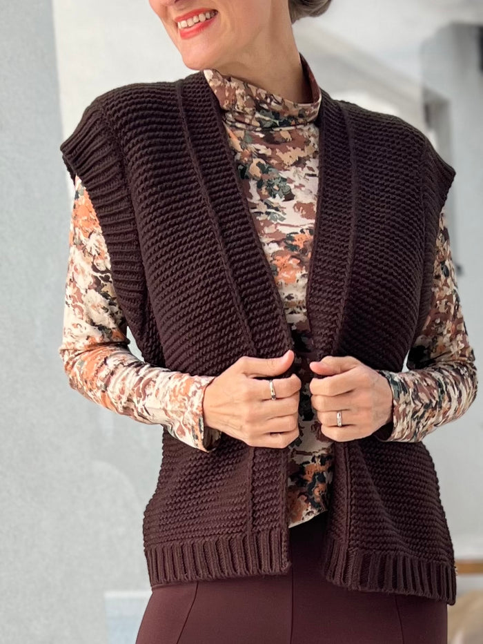 Sue cardigan, black coffee