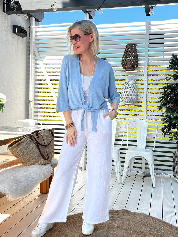 Elena linen trousers, white