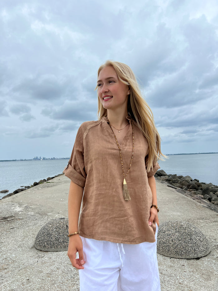 Palma linen shirt, camel