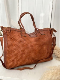 Havana leather bag, dark Cognac