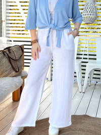 Elena -pellavahousut, valkoinen