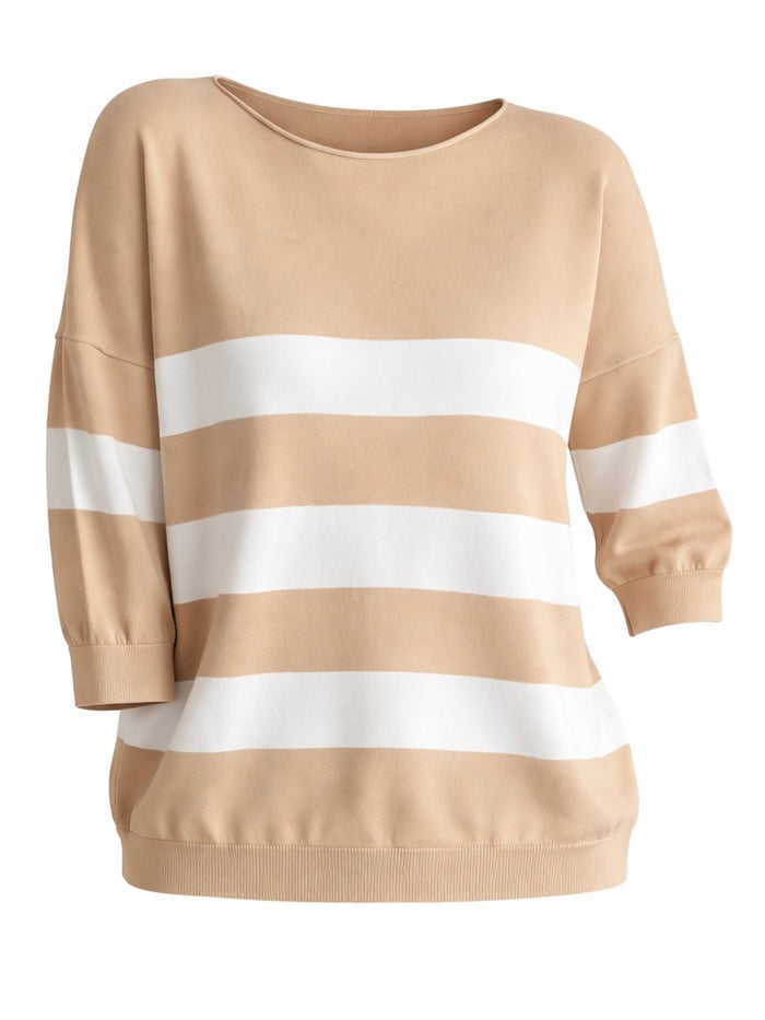 Sole -neule, toffee / valkoinen