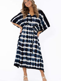 Daphne dress, indigo / creme