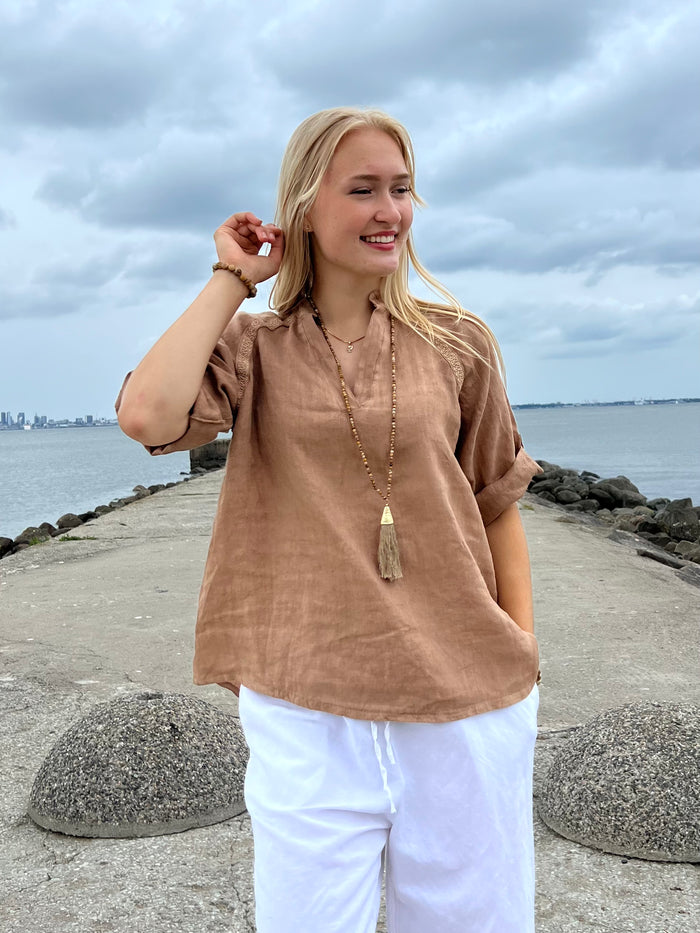 Palma linen shirt, camel