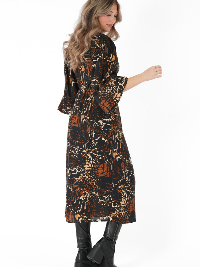 Embla wrap dress, black/fudge/coffee