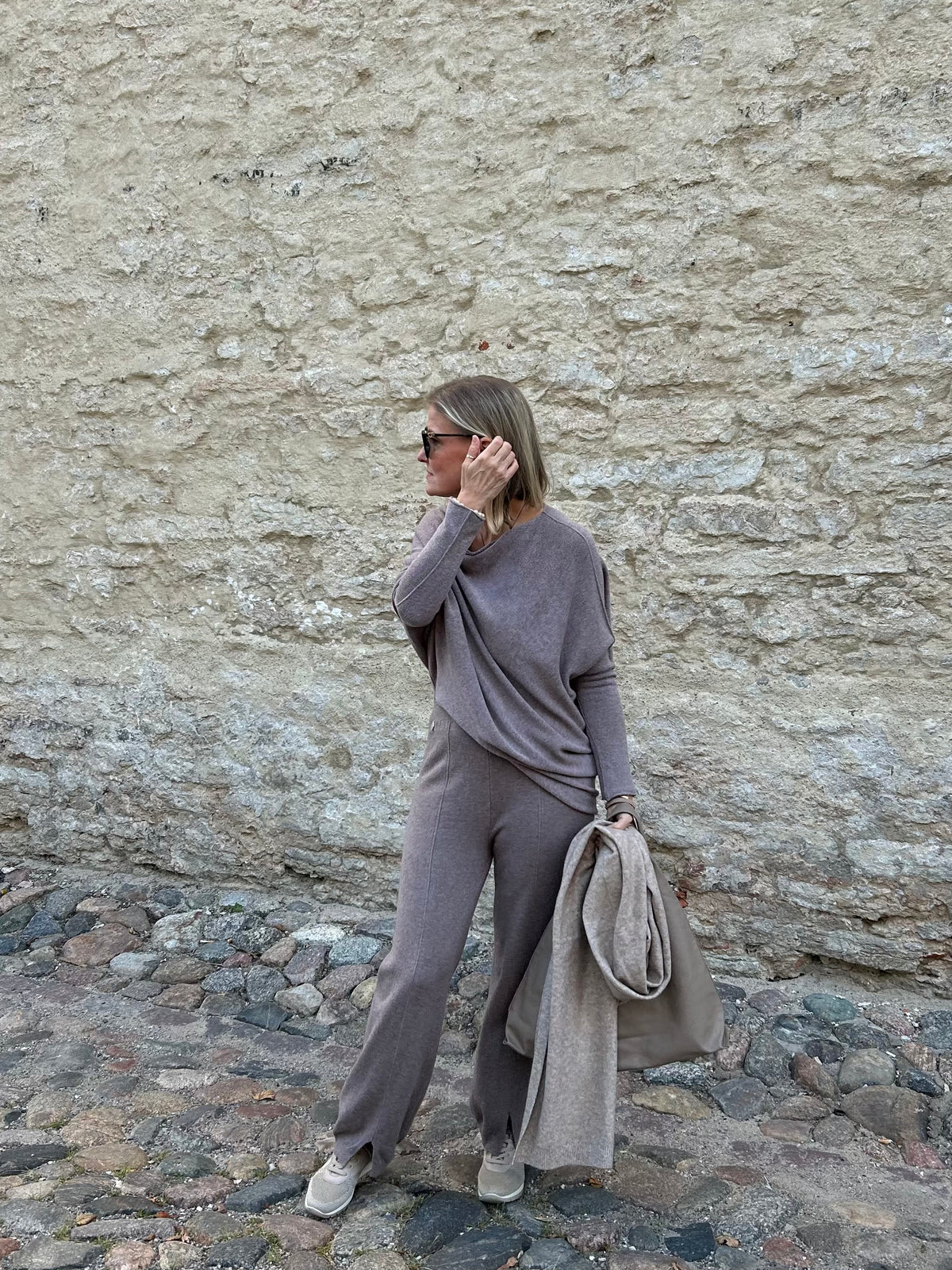 Clea asymmetrical sweater, chai