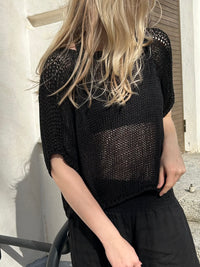 Zoe cotton sweater, black