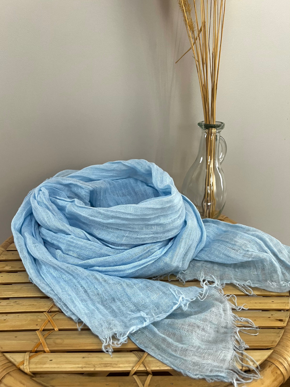Anna linen scarf, light blue