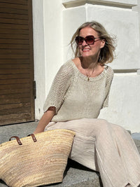 Zoe cotton sweater, light beige