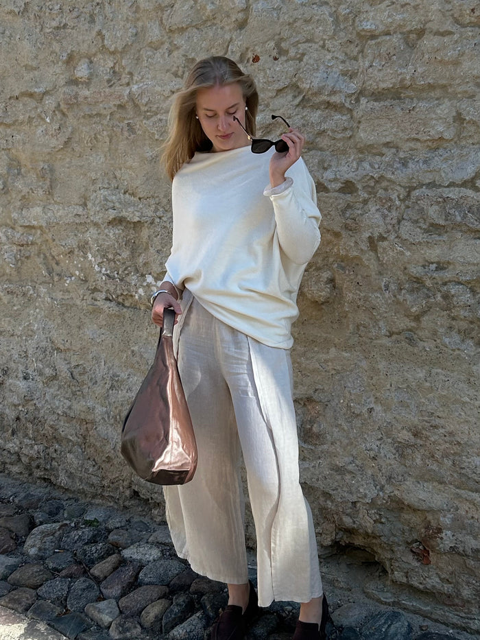 Clea asymmetrical sweater, vanilla 