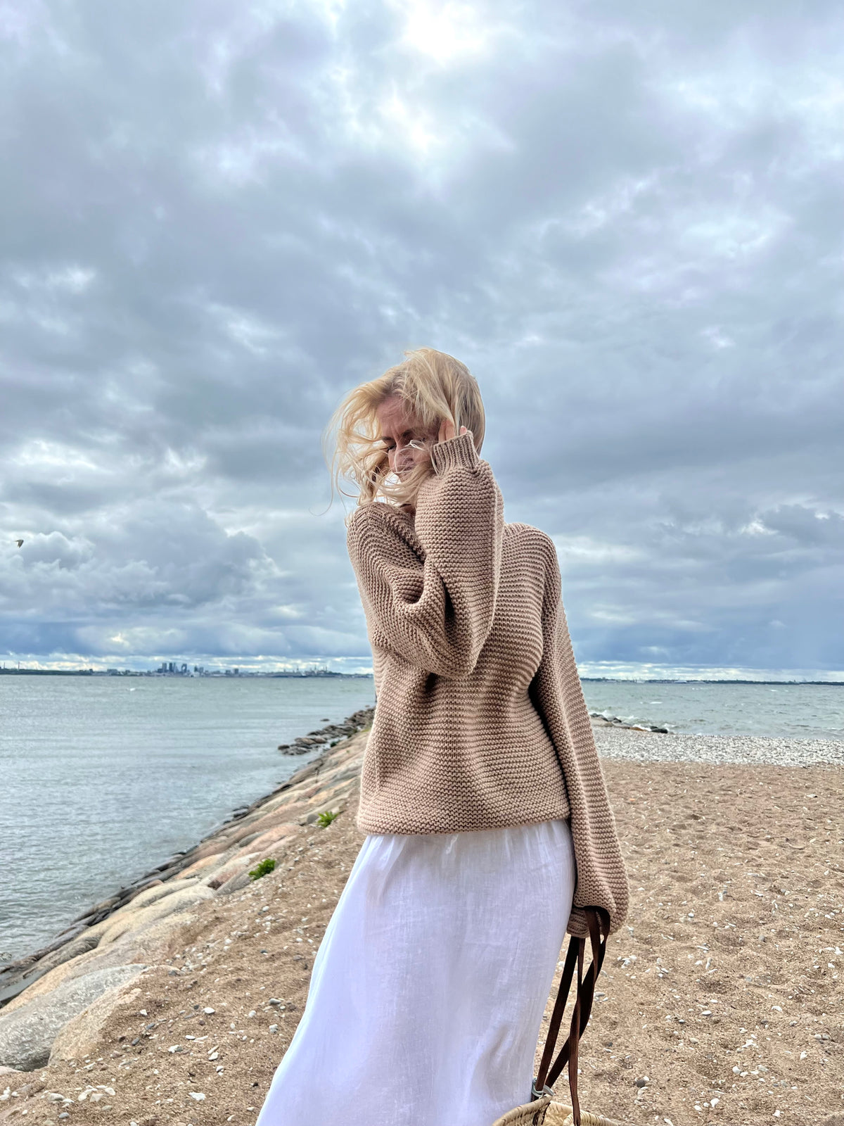 Mountain Village merino wool sweater, off-white