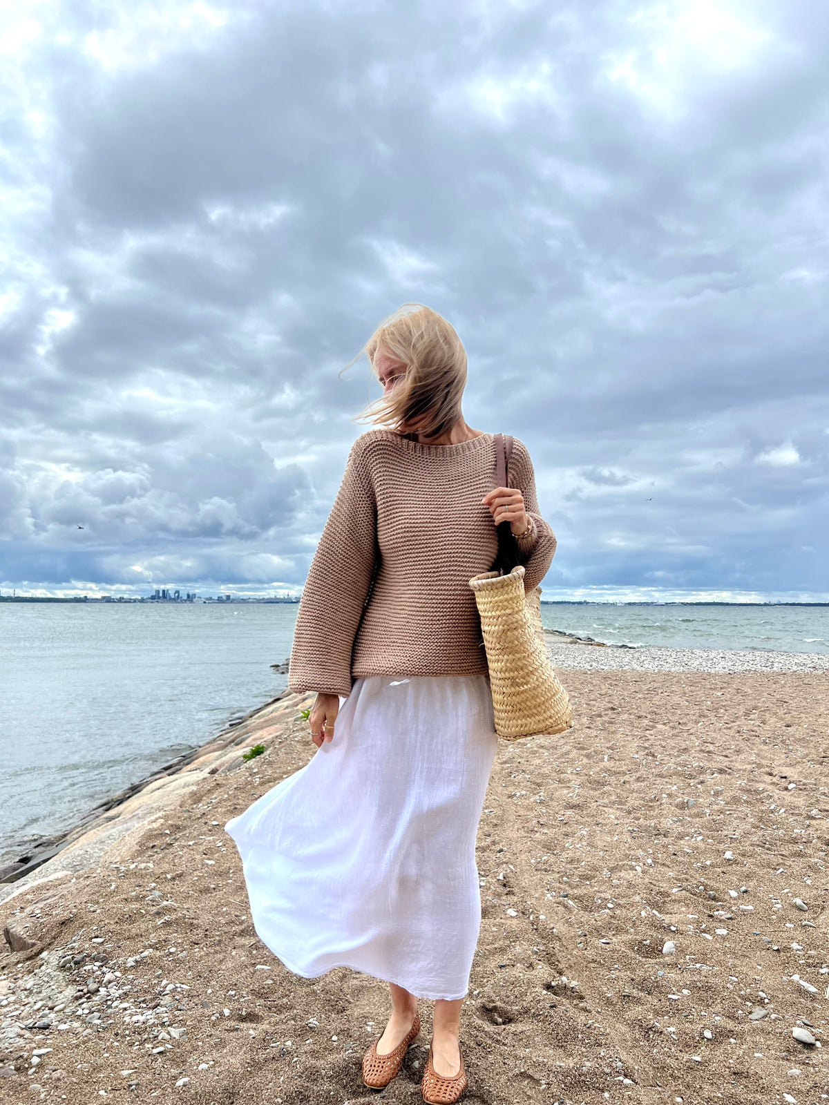 Mountain Village merino wool sweater, off-white