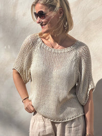Zoe cotton sweater, light beige