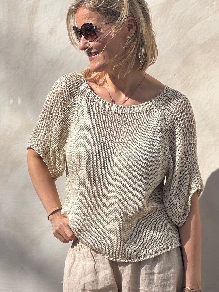 Zoe cotton sweater, light beige
