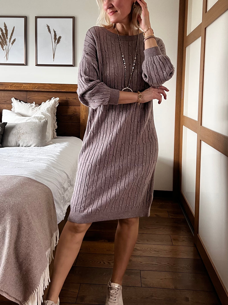 Carolyn -neulemekko, taupe