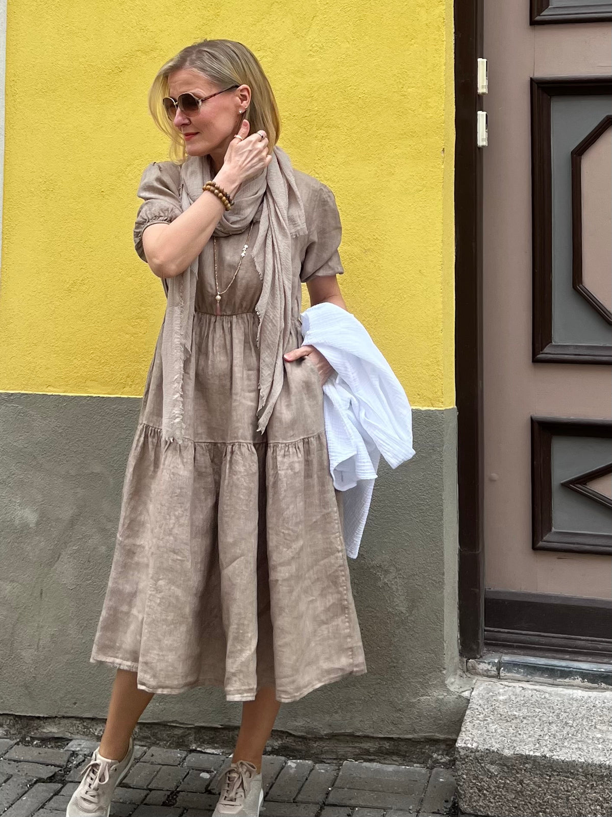 Alexandra linen dress, taupe