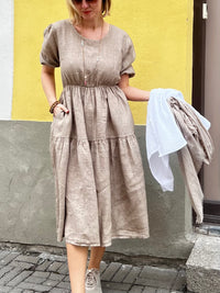 Alexandra linen dress, taupe