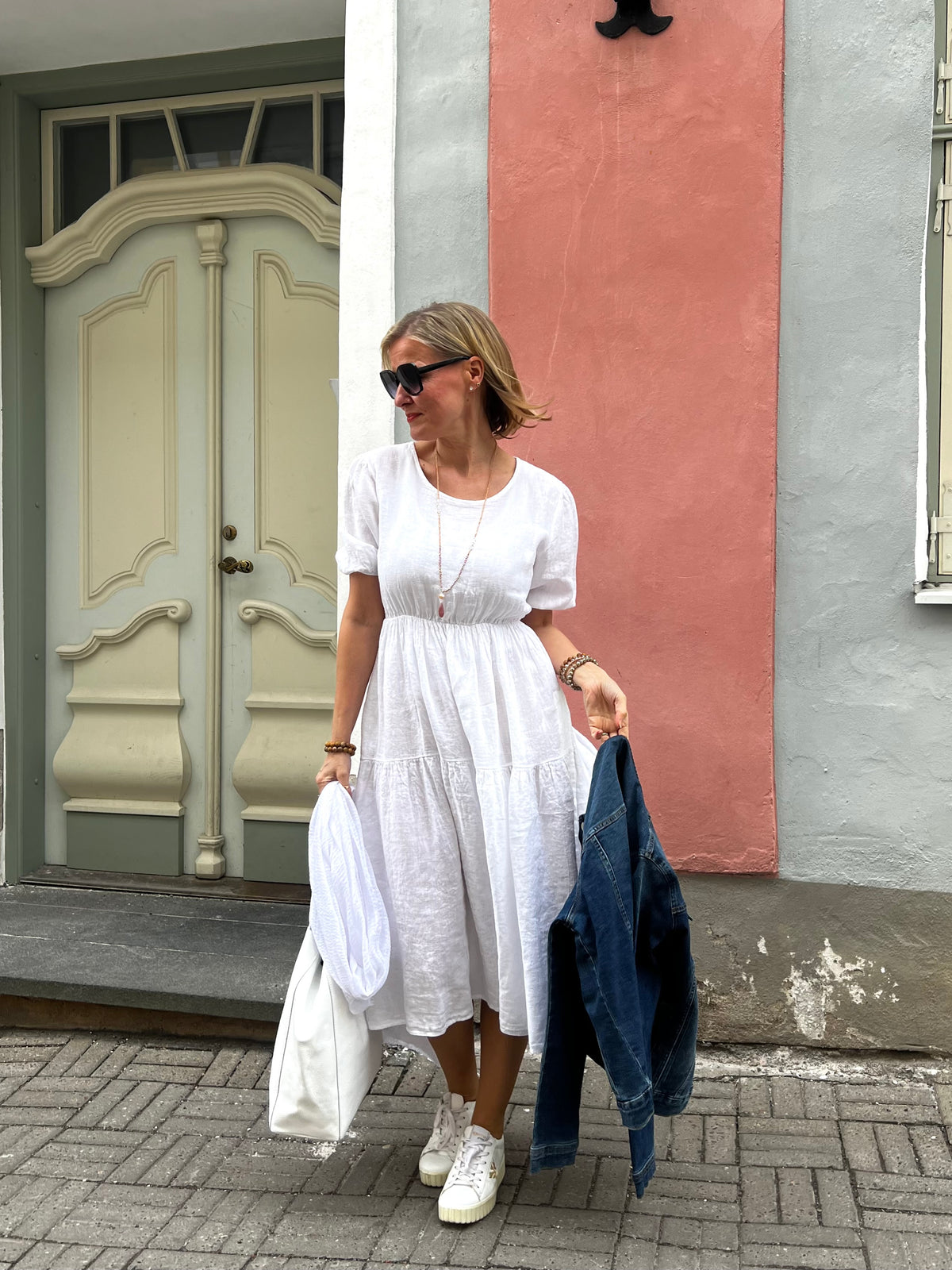 Alexandra linen dress, white