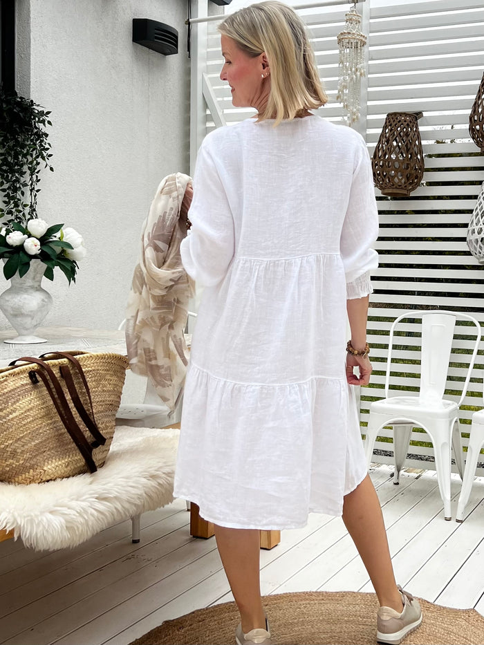 Belinda linen dress, white