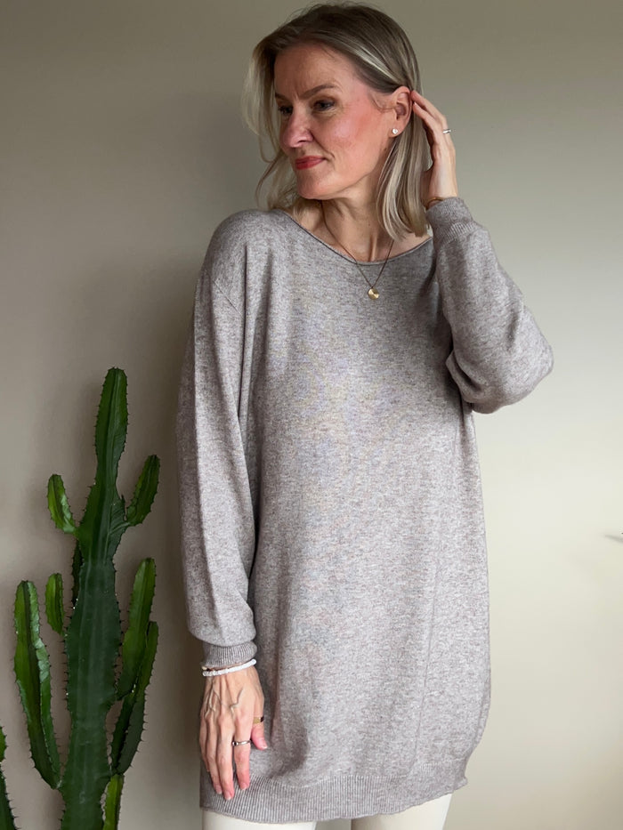 Norah knitted tunic, taupe