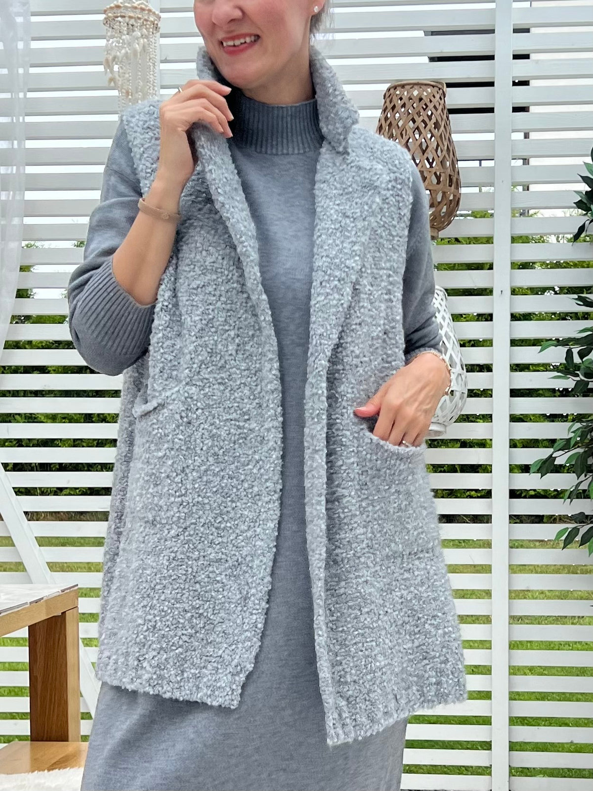 Fluffy cardigan, gray