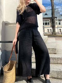 Alena linen trousers, black