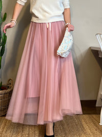 Long tulle skirt, pink