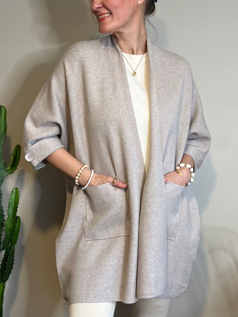 Simona -neuletakki, tumma beige