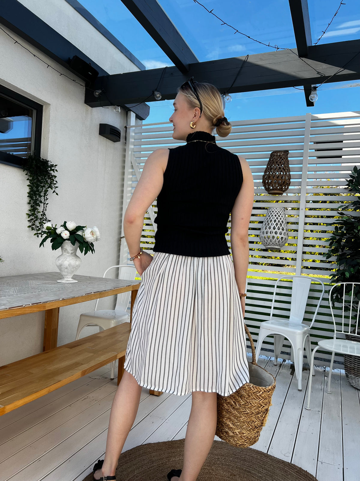 Tinnea striped skirt, white / gray