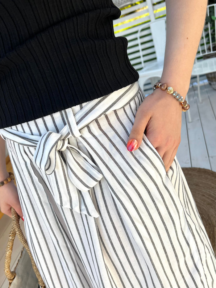 Tinnea striped skirt, white / gray