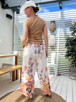 Sara -housut, valkoinen / beige kukallinen