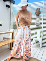 Sara -housut, valkoinen / beige kukallinen