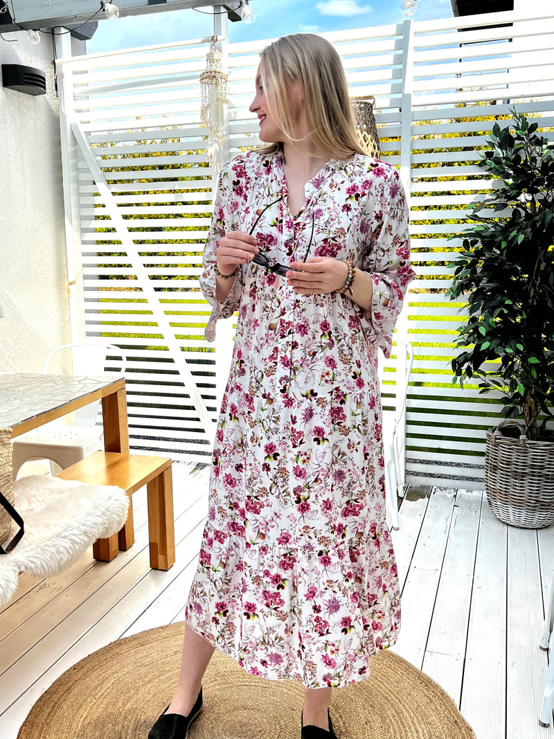 Summer Dream -mekko, valkoinen-pinkkikukka