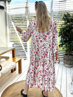Summer Dream -mekko, valkoinen-pinkkikukka