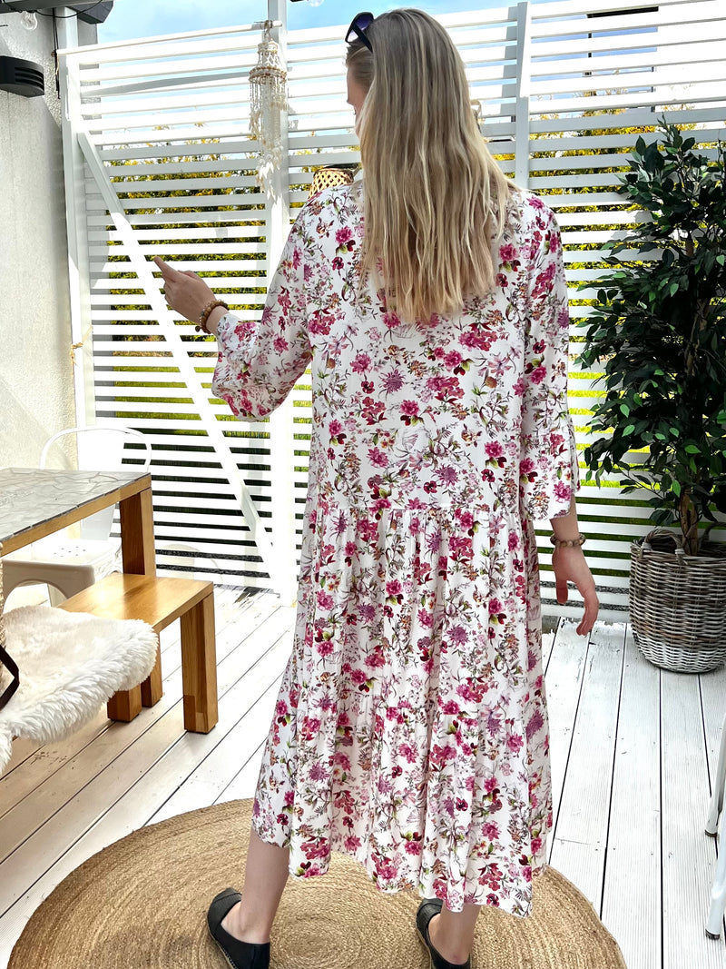 Summer Dream -mekko, valkoinen-pinkkikukka