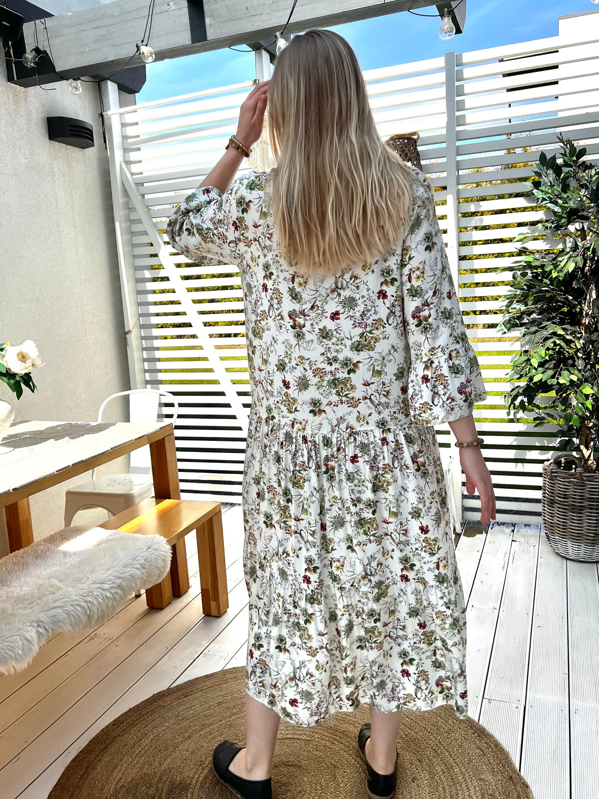 Summer Dream -mekko, valkoinen-vihreäkukka