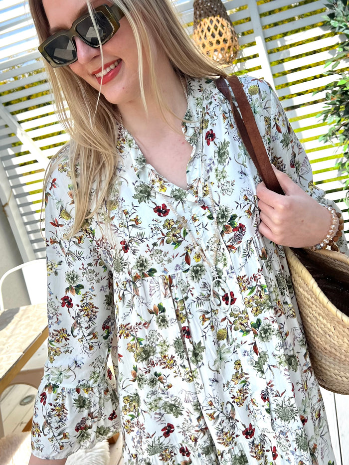 Summer Dream dress, white-green floral