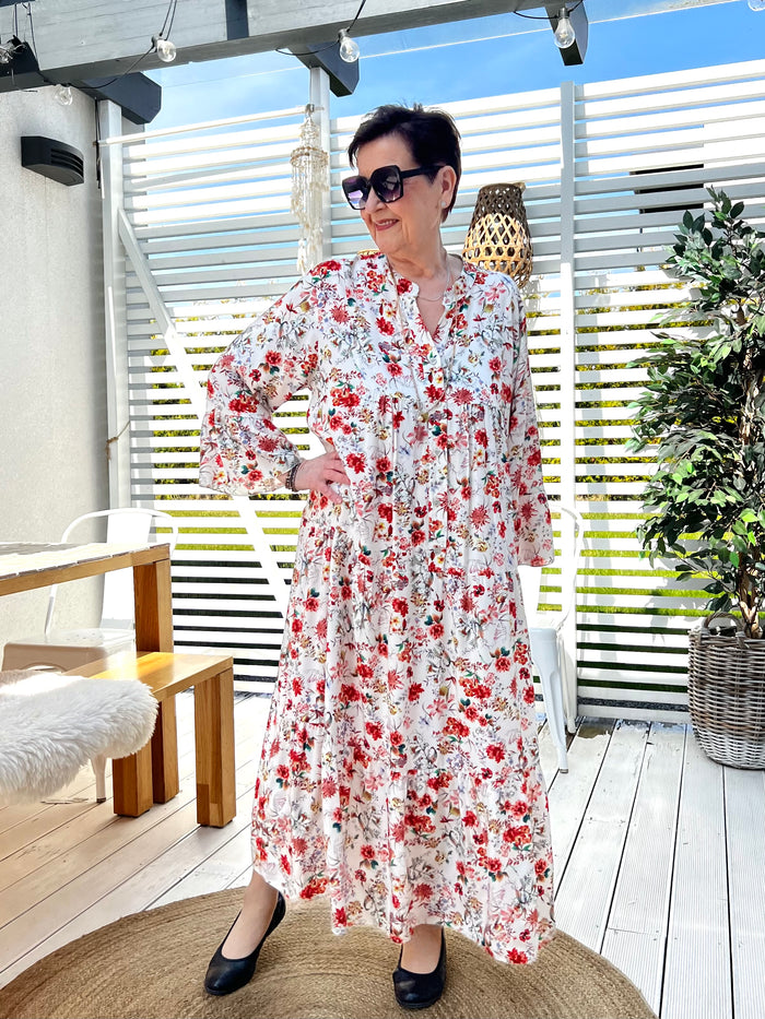 Summer Dream dress, white-red flower