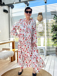 Summer Dream -mekko, valkoinen-punakukka