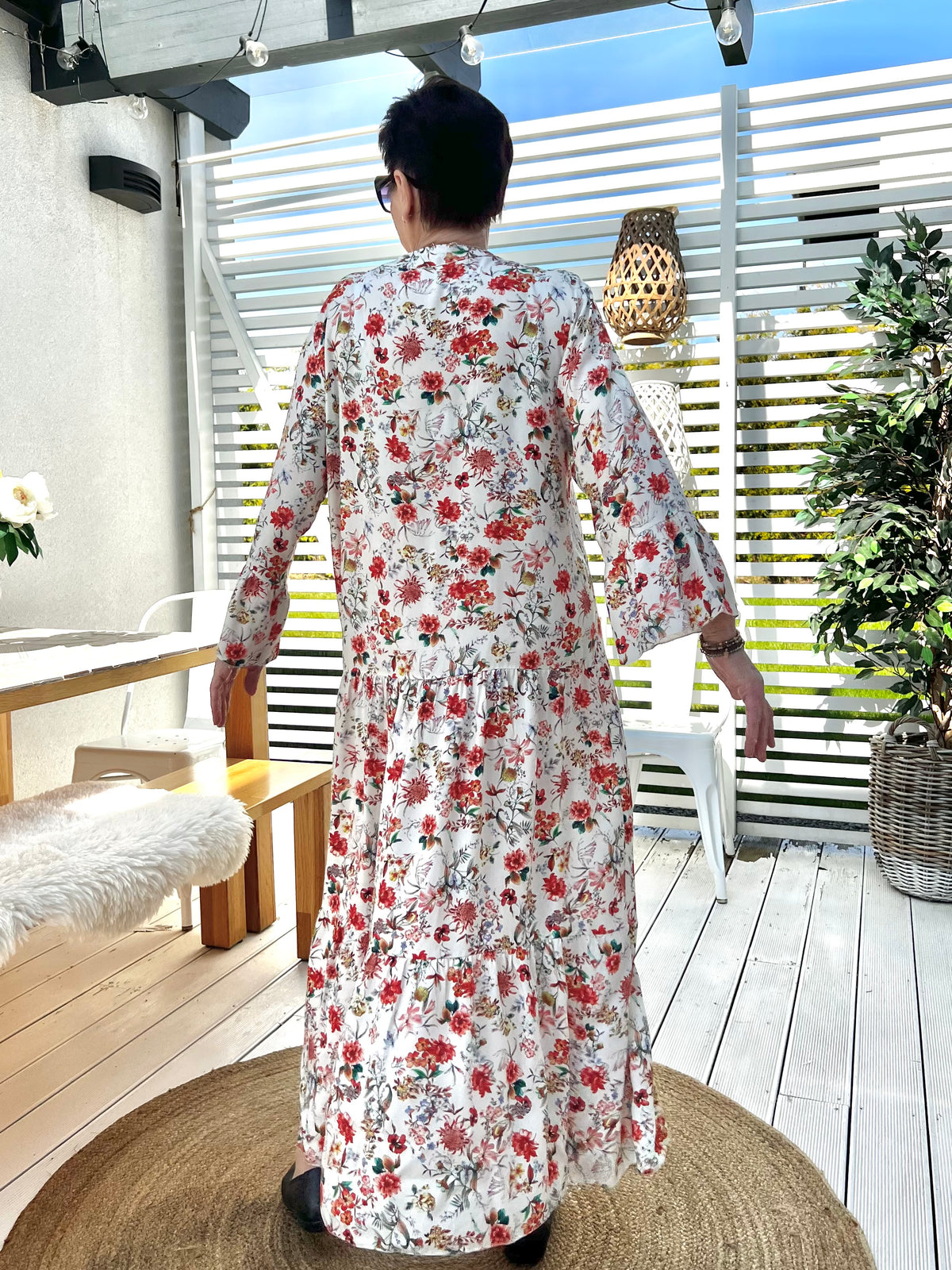 Summer Dream -mekko, valkoinen-punakukka