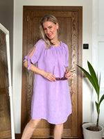 Carmen linen dress, lilac