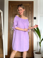 Carmen linen dress, lilac