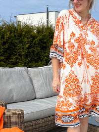 Isla Resort dress, orange / navy