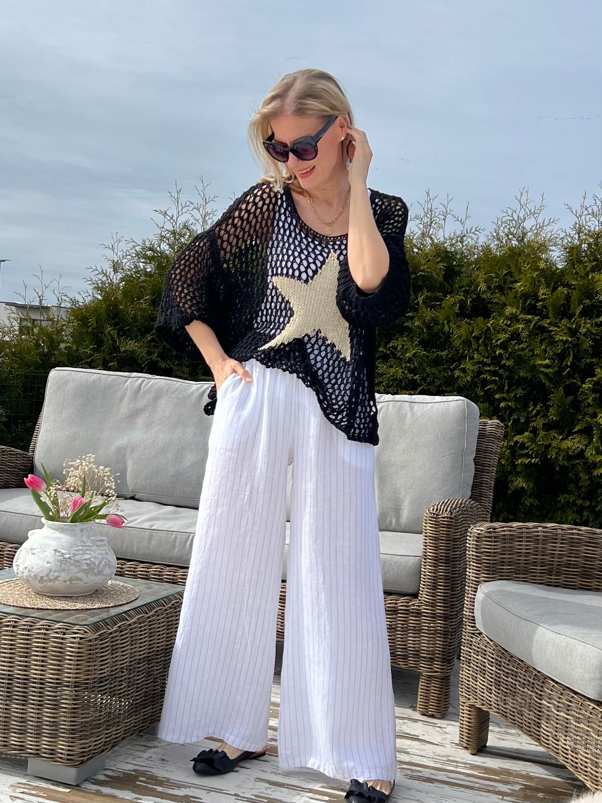 Star Shine sweater, white